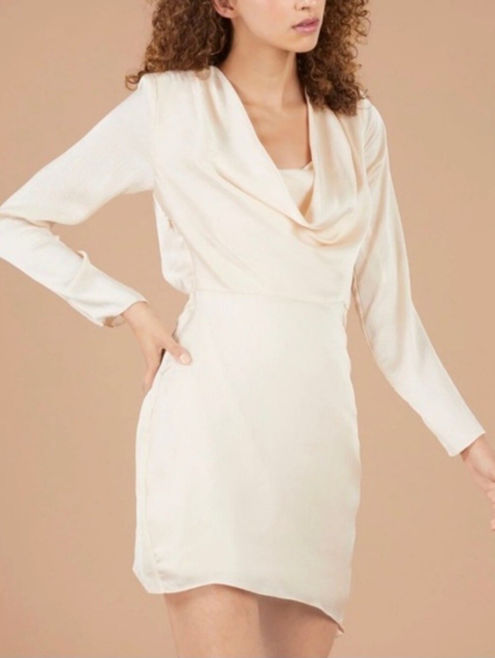 BCBGeneration Cowl-Neck Mini Dress Champagne Sz XS Cocktail Party